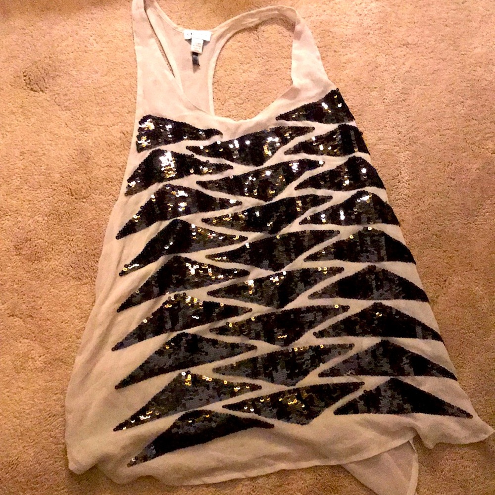 Dynamite white dress top with black sequins